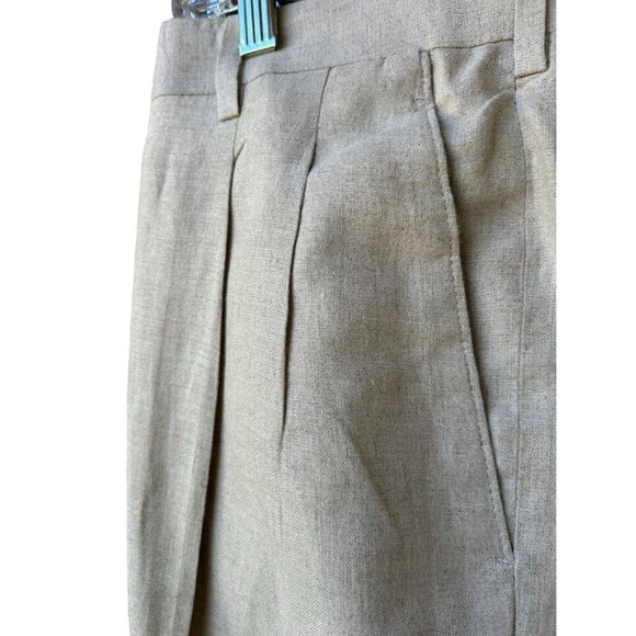 Paul Fredrick Mens Linen Shorts 38 Beige Pleated Front Button Closure Inseam 9.5 - Picture 2 of 7